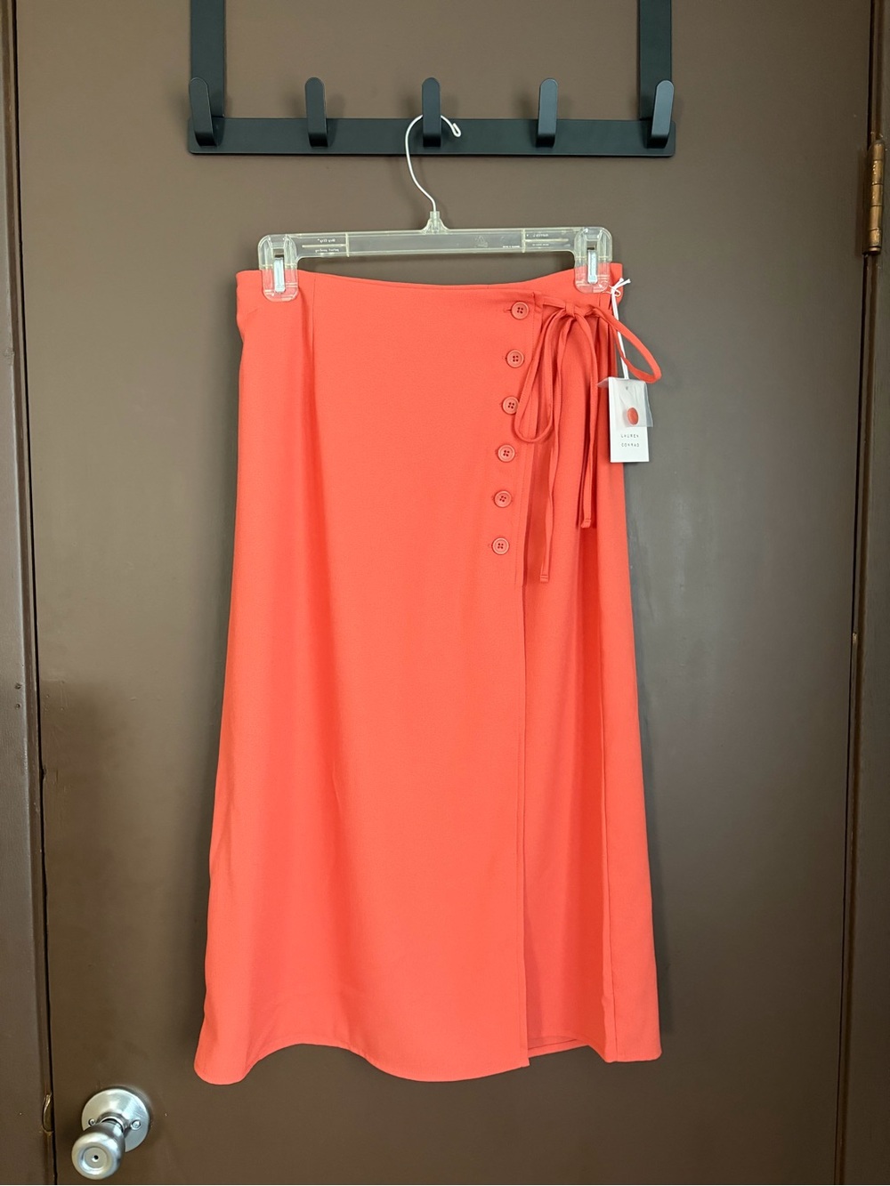 LC Lauren Conrad Coral Wrap-Style Midi Skirt